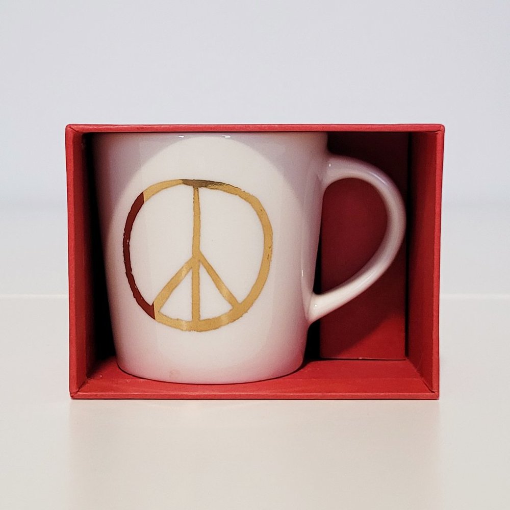 2/$30 - Starbucks 3oz Espresso Demi-Tasse Peace Gold Foil Cup - NIB